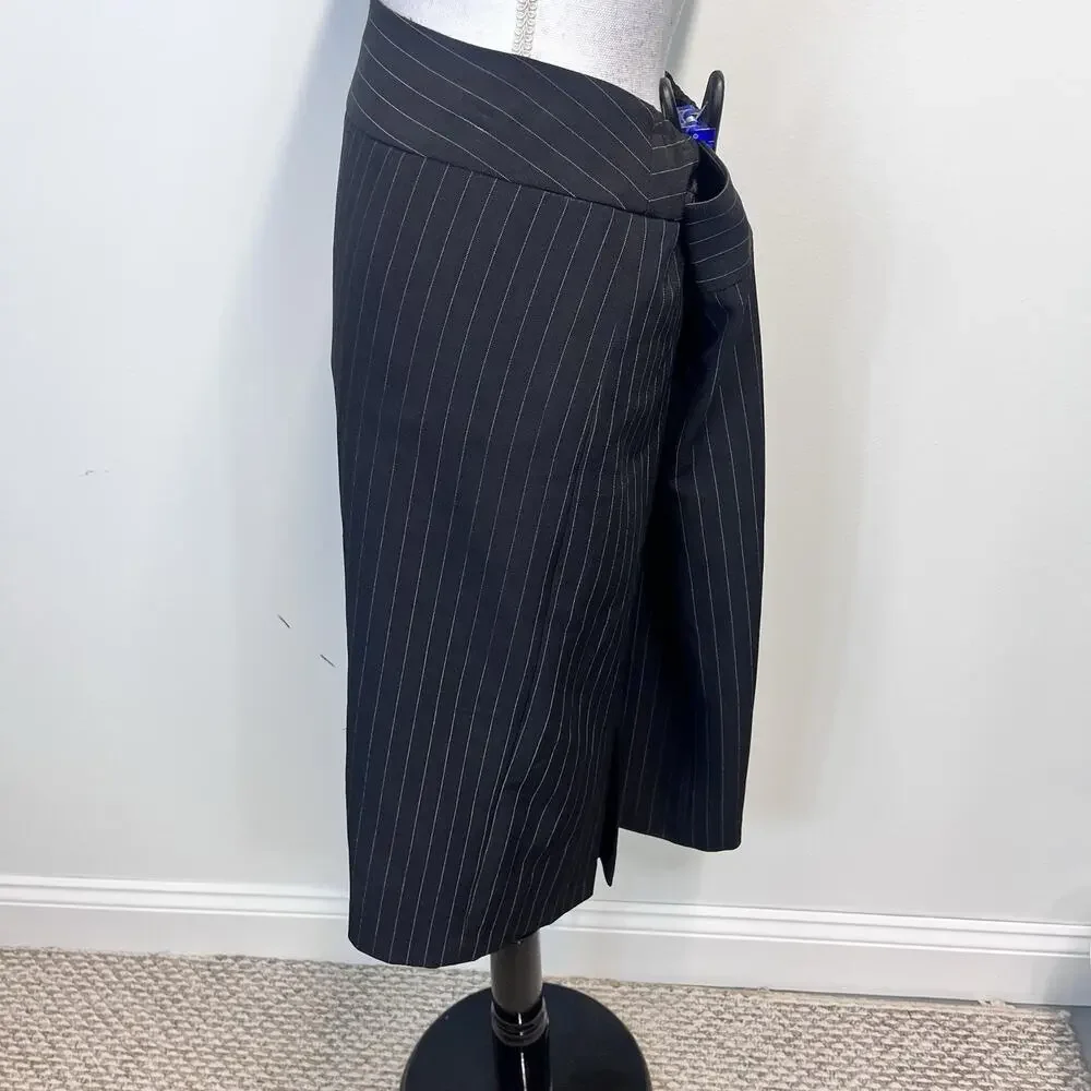Kasper Skirt Plus size 16W Black White Pinstripe Knee Kick Pleats Career Suit